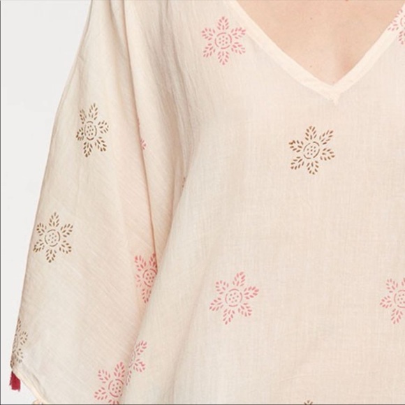 Border Print Poncho Coverup - Picture 2 of 5